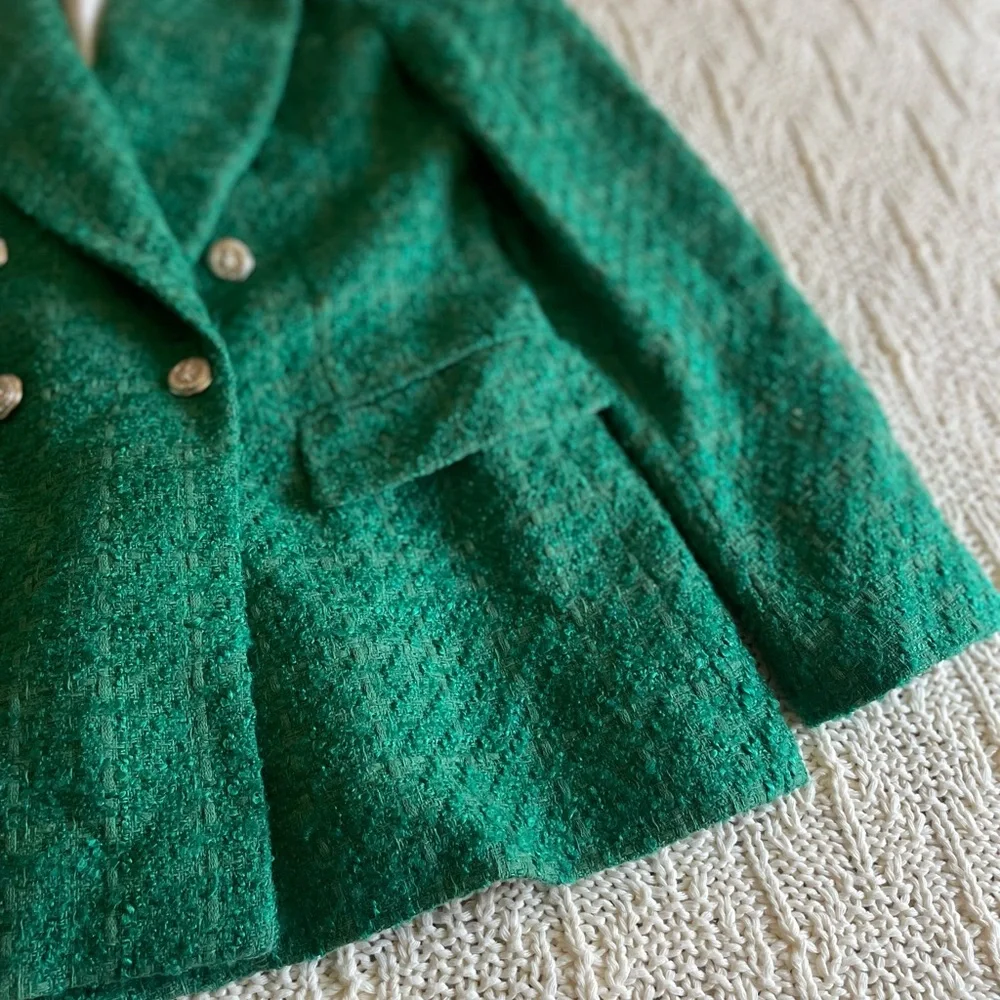 ZARA BUTTON TEXTURED WEAVE BLAZER - Picture 4 of 16